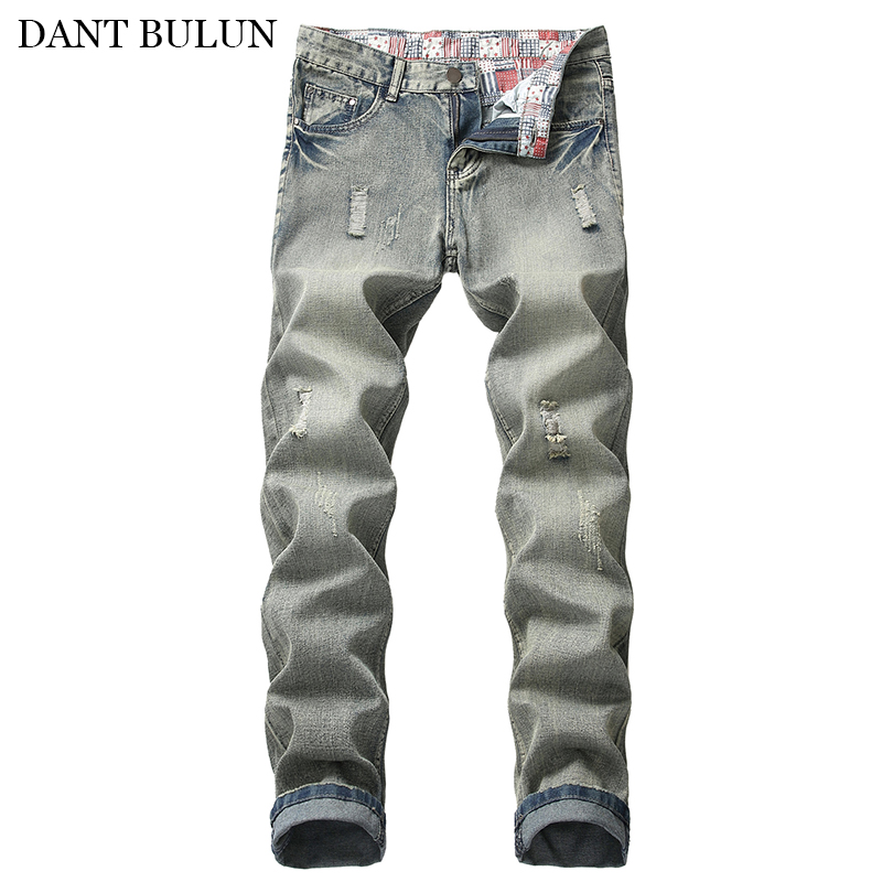 

Jeans For Men Ripped Scratched Denim Pants Casual Skinny Jeans Hombre Slim Fit Baggy Designer Straight Trousers Male Pant, Blue