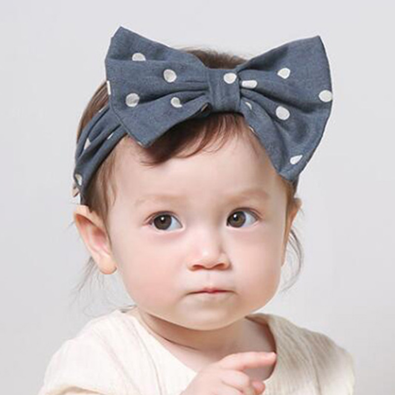 

Newborn Headband Cotton Hair Bow Dot Headband Kids Stretch Hair Bands Headwraps Bow Boutique Cute Headwear Accessories