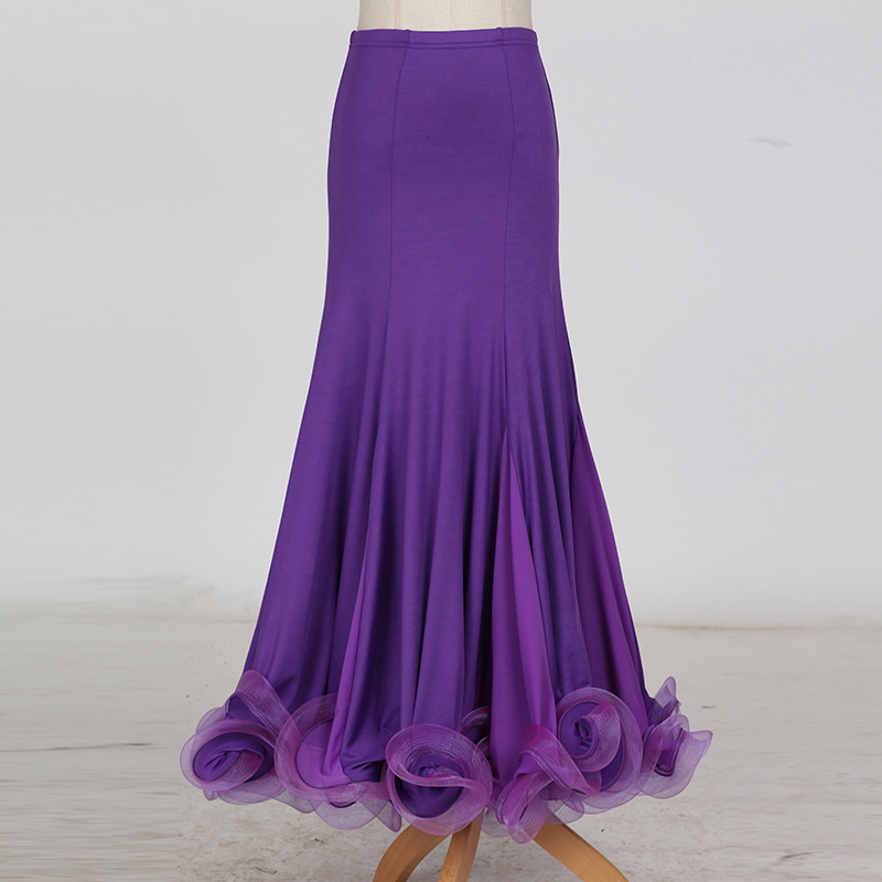

Big Swing Dancing Skirt Fishtail Edge Dance Practice Skirt Women Flamengo Samba Latin belly Dance Dress Ballroom Dancing Wear, Black