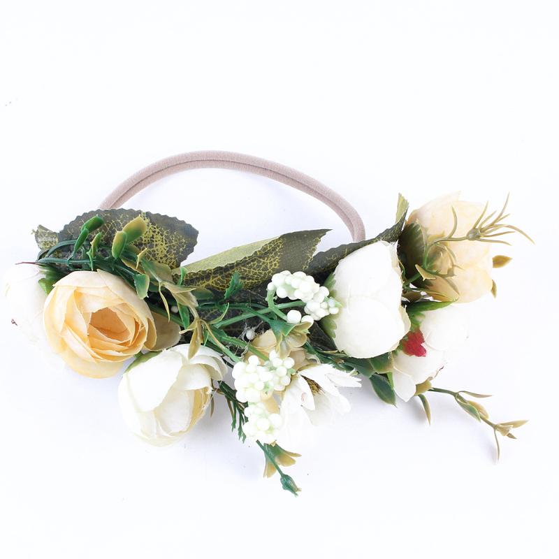 

Flower Crown Nylon Baby Headbands For Girls Summer Handmade Bohemian Wreath Soft Baby Hairband Headband Newborn Hair Accessories