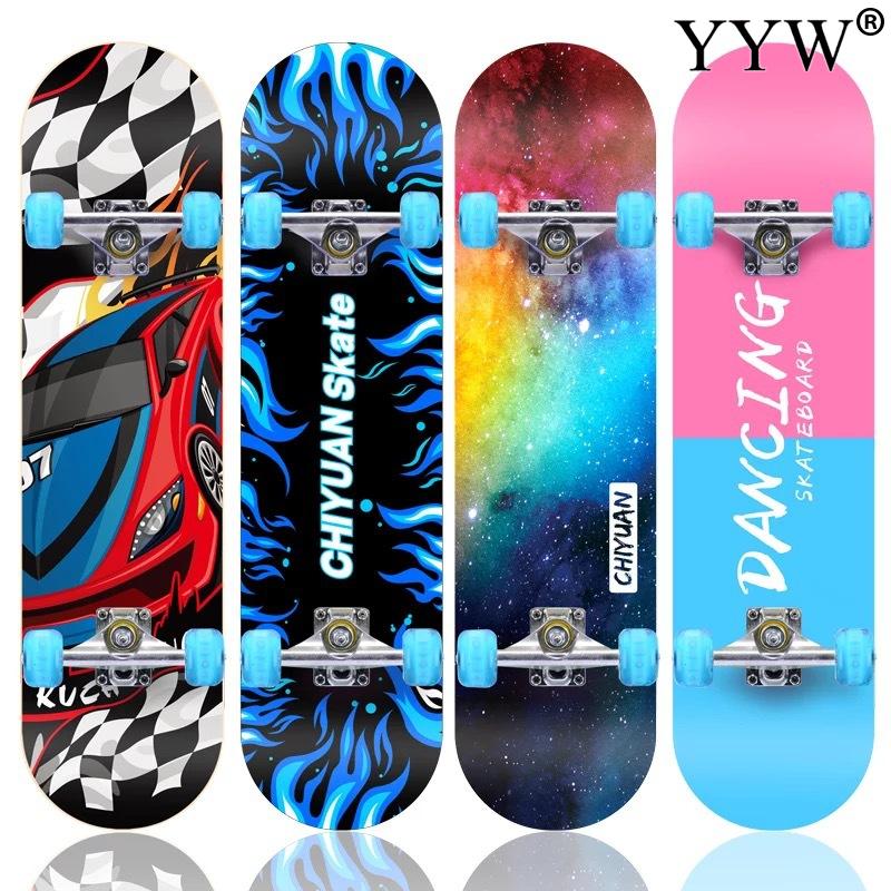 

maple skateboard super cool outdoor sport skate board lighting with pu rubber aluminium alloy printed skating board fishboard, 10