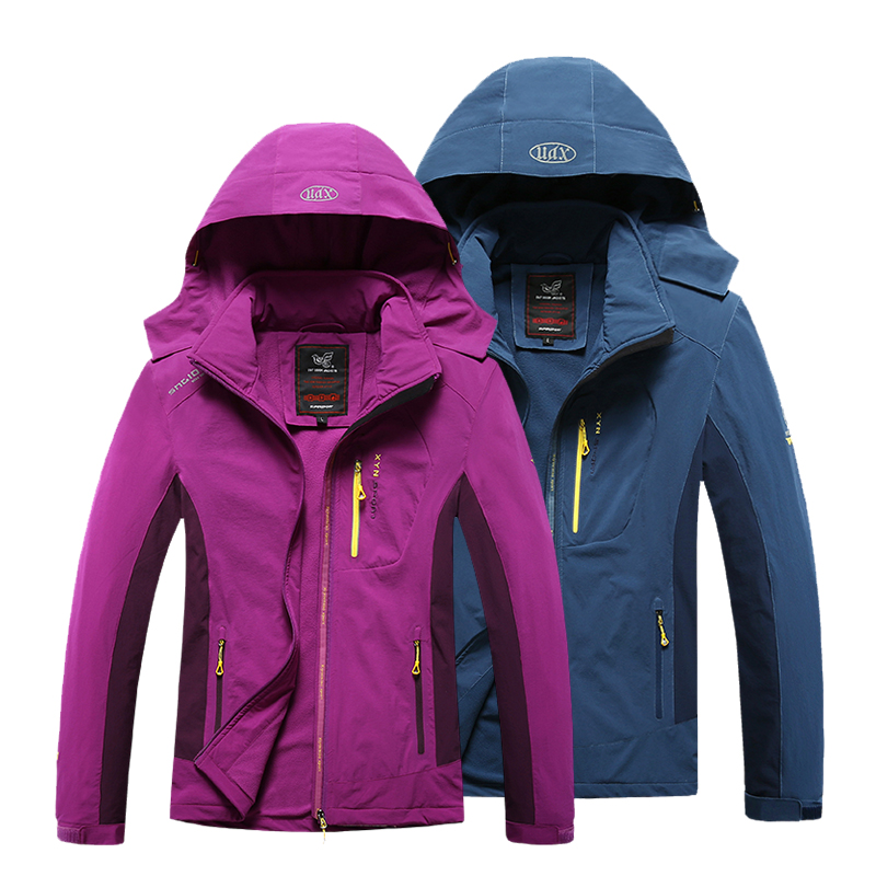 

Lovers Outdoor Jacket Elasticity Fabric Hiking Jackets Men 2020 New Fleece Lining Keep Warm Coat Women Camping Windbreaker, Women js