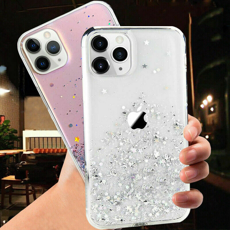 

Glitter Case for iPhone 11 Pro XS MAX XR X 8 7 6S Plus Soft Phone Cover for iPhone SE 2nd Generation 2020, Black
