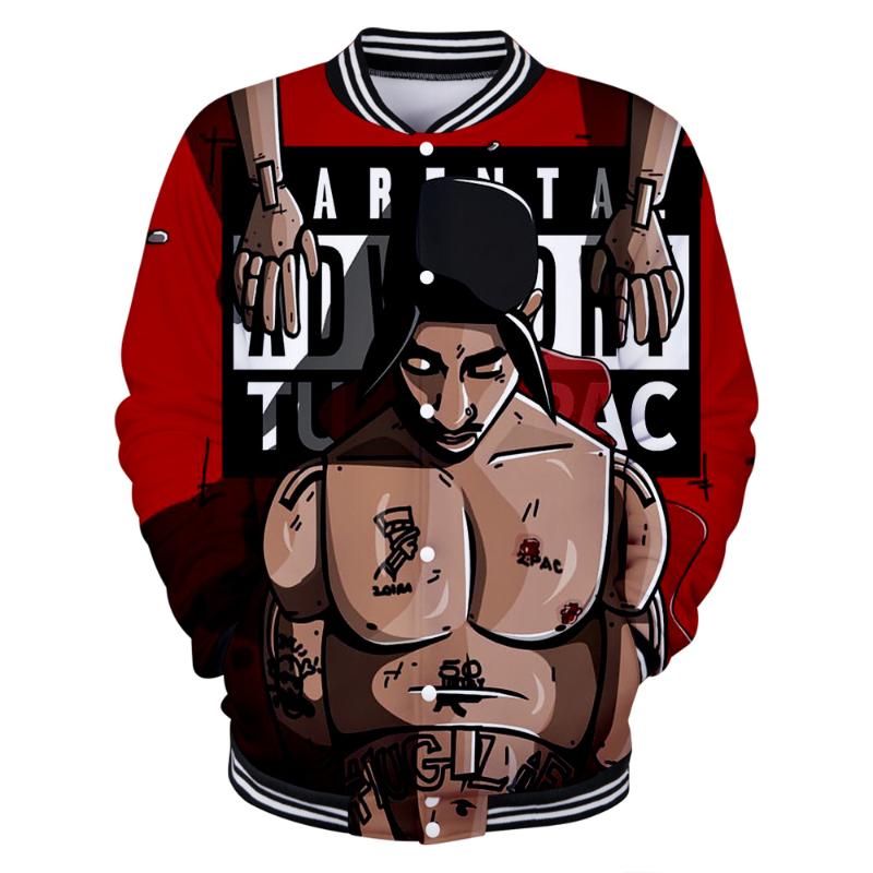 

New Fashion 2Pac Cool Mens Baseball Jacket Spring Fashion Slim 3D Print Long Sleeve Bomber Jacket Jaquetas Mens Varsity Jackets, N01572