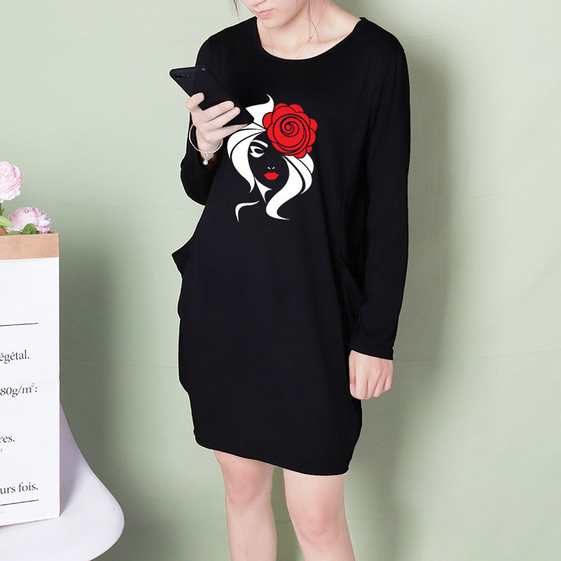 

Women Dress DIY Classical Summer Casual Style Fashion Printed Simple Elements Women Skirt 6-Color Selected Size : -5XL A780, Blue