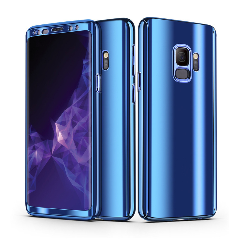 

360 degree Full Body Electroplated Phone Case with Glass Screen protector For Samsung S7 S8 S9 S10 Shockproof, Gold