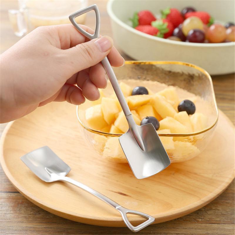 

Stainless Steel Shovel Shape Coffee Sugar Spoon Ice Cream Dessert Spoon Teaspoon Kids Interesting Toys Bar Home Dinnerware