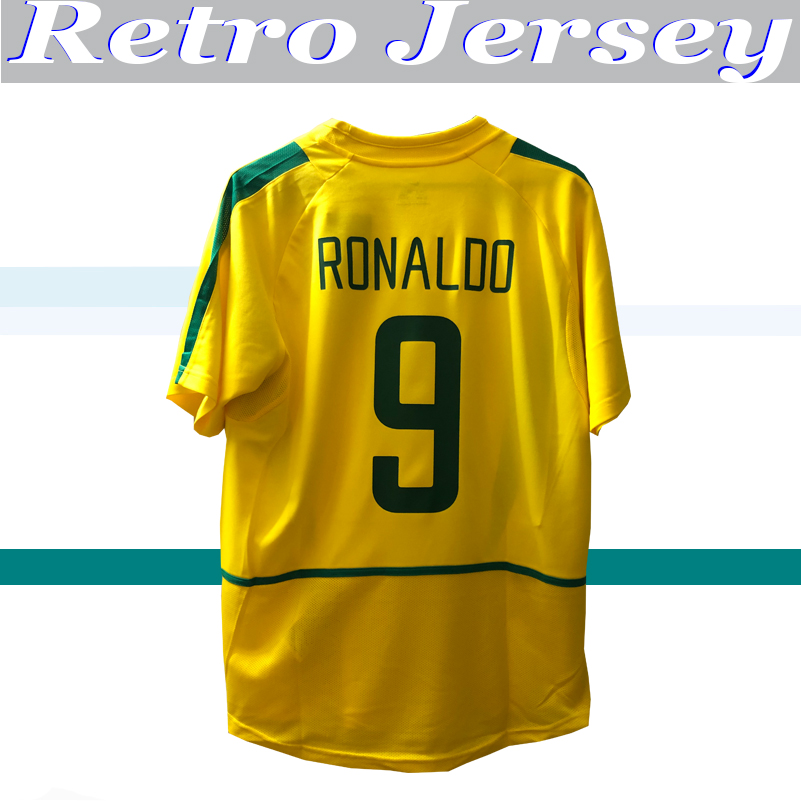 

2002 BRASILIING RETRO VINTAGE CLASSIC RONALDO RIVALDO RONALDINHO Thailand Quality soccer jerseys uniforms Football shirt camiseta futbol, Yellow