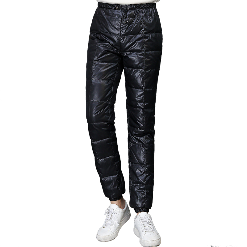 

5XL Mens 90%White Duck Down Slim Wnter Snow Pants Thicken Casual Trousers Warm Fit New Plus Size Oversize, Black