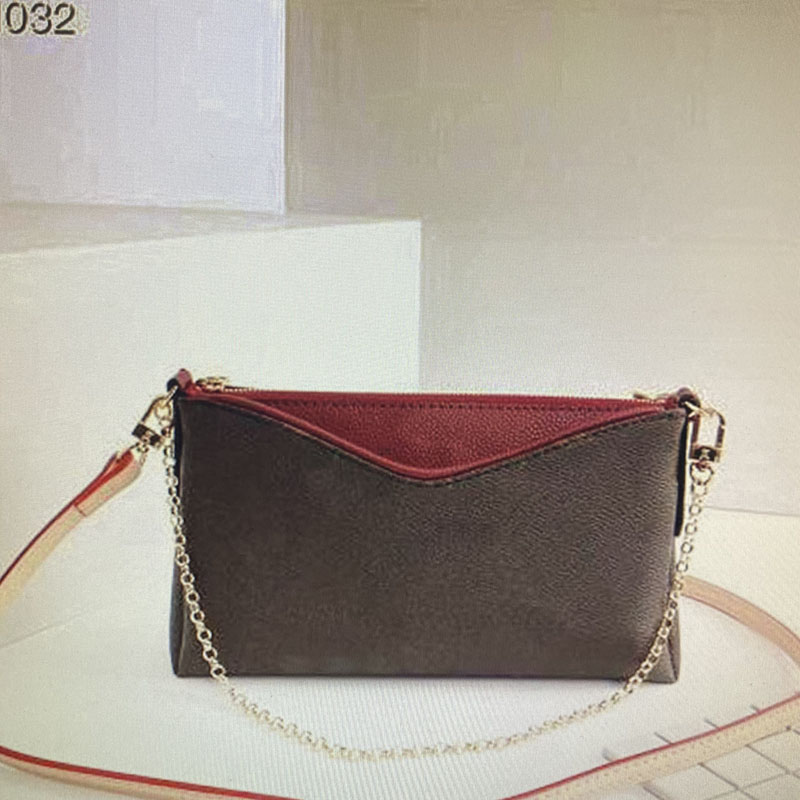 

M41638 Genuine Leather Classic Handbags Purses Mono Canvas PALLAS Clutches Bag Women Tote Chain Crossbody Bag Fashion Shoulder Bags, Fuchsia brown flower