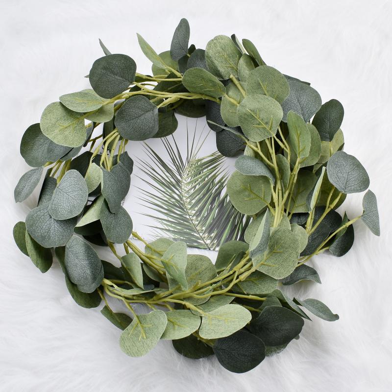 

200cm/78.74 inch eucalyptus garland silk green leaves garland on the wall artificial hanging plants For Home Wedding Decoration, 2manshuhuahuan1