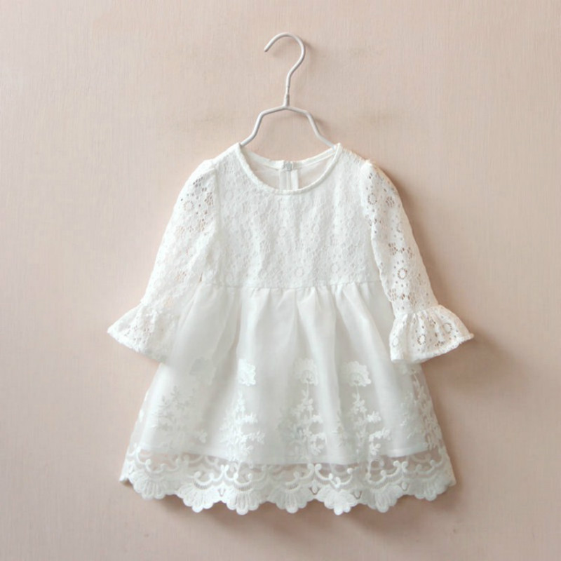 

Girls Princess Dress Kids Lace Dress for Girls Baby Party Dresses Children Summer Clothes Korean Fashion New 2-8 Years, White