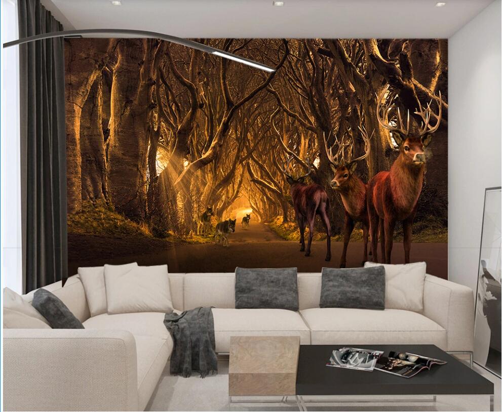 

3d wallpaper custom photo mural on the wall European forest elk scenery TV background home decor wallpaper for living room, Non-woven
