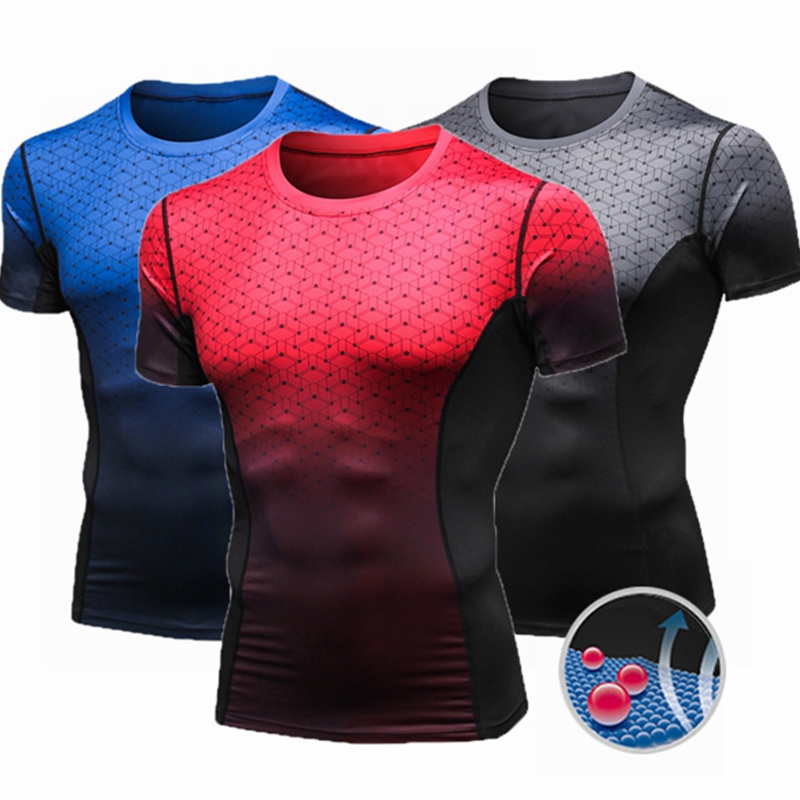 

2020 New Deign Men Sport Running Shirts Sportswear Men' Short Sleeve Fitness Gym Shirt Quick Dry Basketball Training T Shirt, Blue