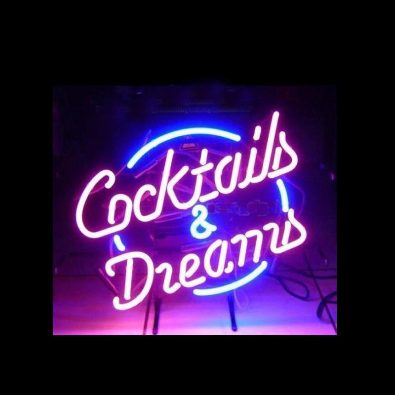 

Cocktails Dreams Neon Sign Custom Handmade Real Glass Tube Hotel Drink Bar Store KTV Club Advertise Decoration Display Neon Signs 17"X14"