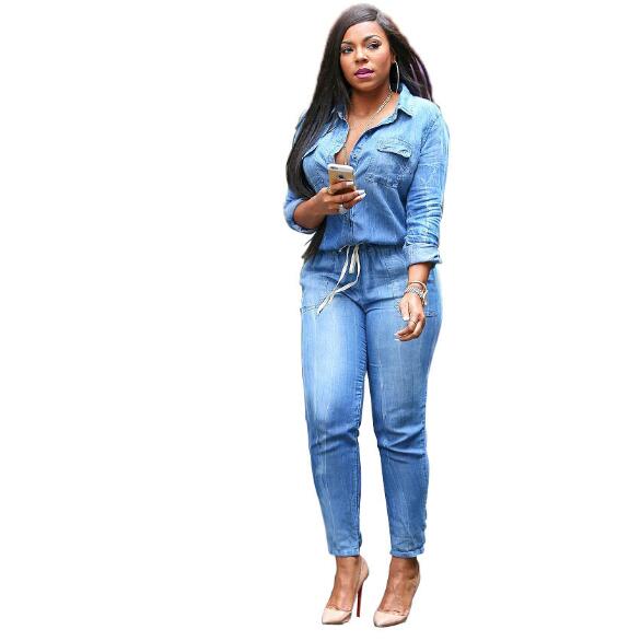 

Ruffle Denim Jumpsuit Wide Leg Pants Women Bodycon Sexy Bandage Off Shoulder Backless Overalls Vintage Jeans Jumpsuit WF408, Blue
