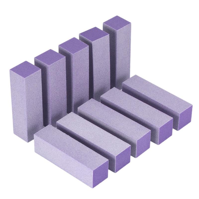

10PCS Nail Manicure Polishing Block Buffer Buffing Sanding Files Block Purple Acrylic Nail Art Tips Manicure Tools Purple