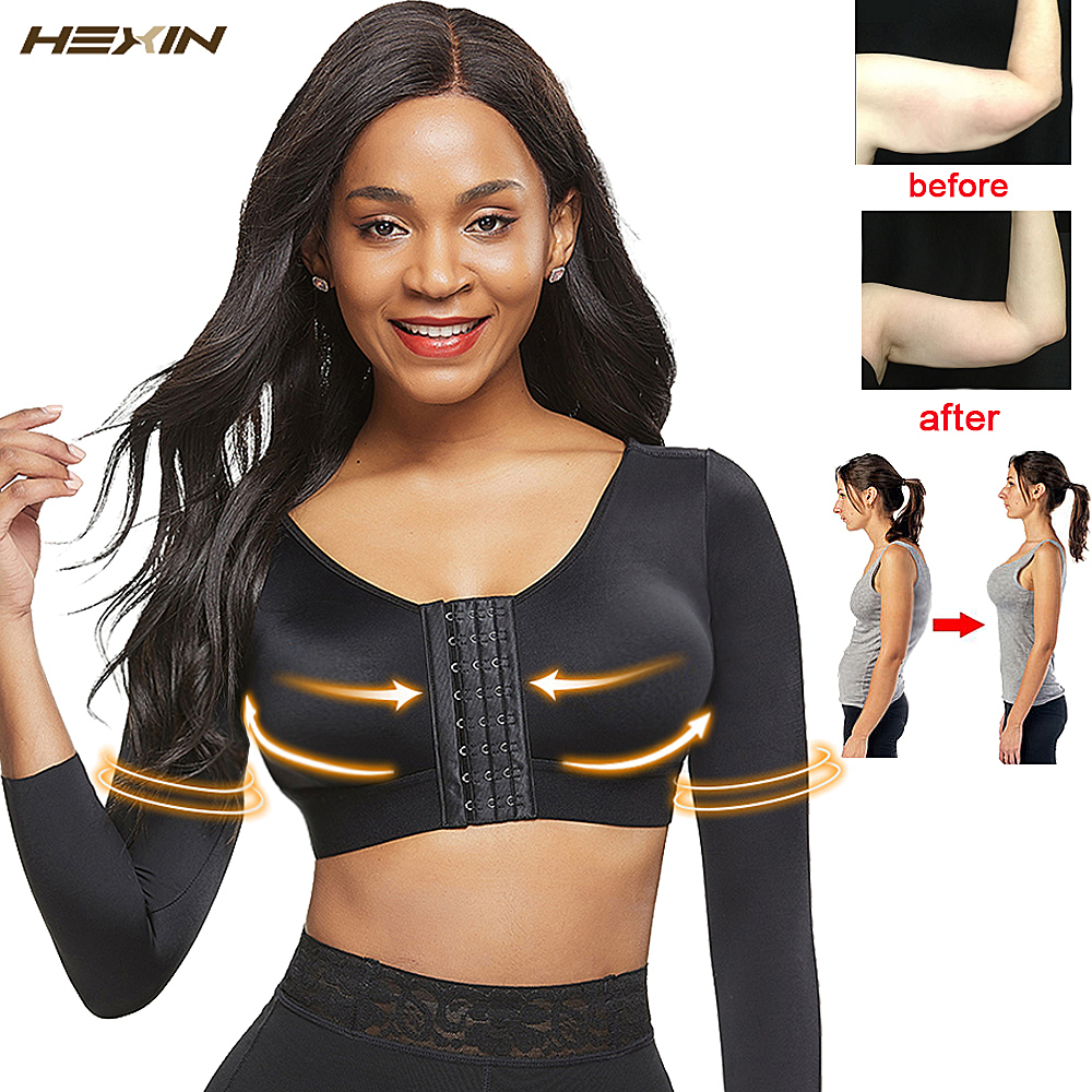 

HEXIN Women Arm Shaper Back Shoulder Corrector Humpback Posture Corrector Arm Control Shapewear Arm Fat Burner Slimming Underwea Y200710, Nude