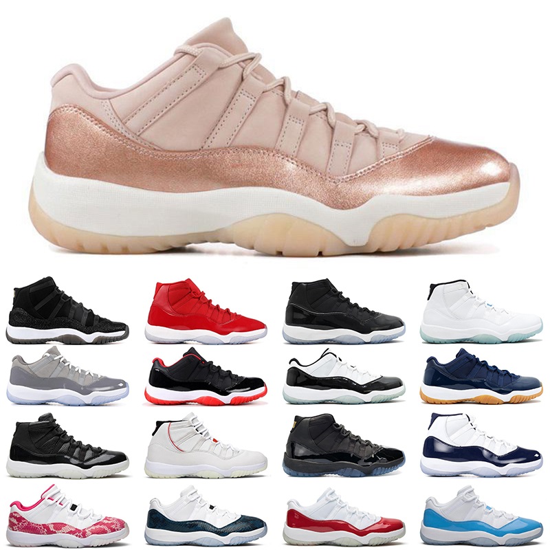 

Jumpman 11 Bred 11s womens Outdoor Shoes Rose Gold Low White Metallic Silver Space Jam Gamma Blue mens trainer sneakers 36-47, Navy gum