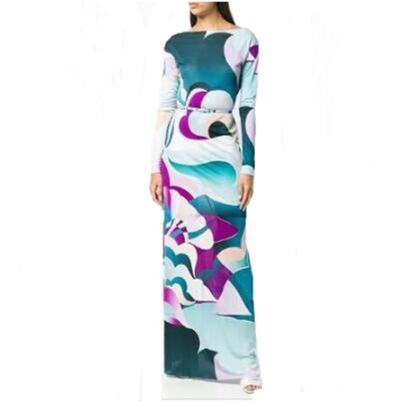 

New arrival epucci spring/Autumn fashion lady high quality stretch knit slim Long Sleeve extended beach jersey dress, Black