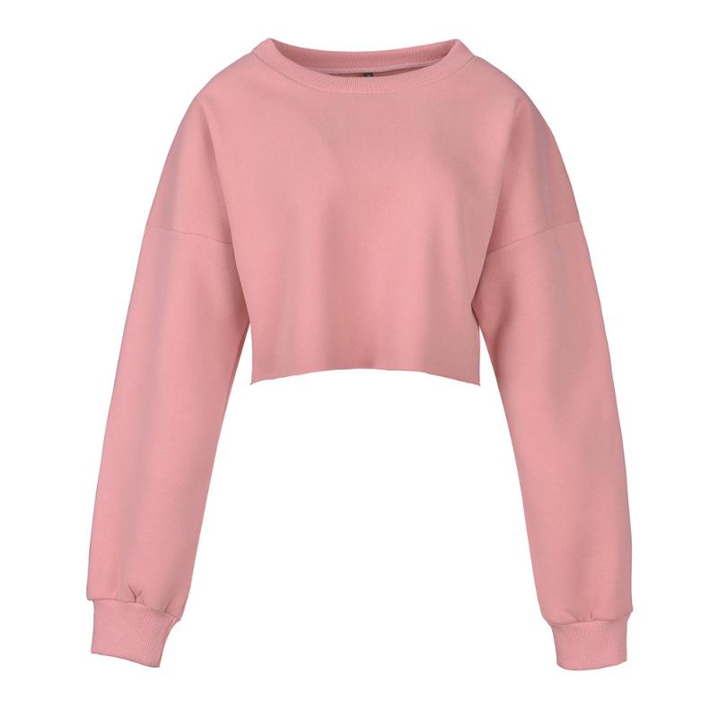 

Autumn Winter Top Solid Color Navel Short Long-sleeved Sweatshirt Pullover Bottoming Shirt Women Sports Running Sweatshirt Sexy
