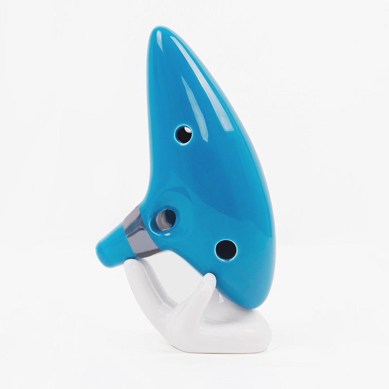 Spot wholesale Ocarina 12 Tones Alto C with Song Book Display Stand Neck Cord slight blue-image-562013308