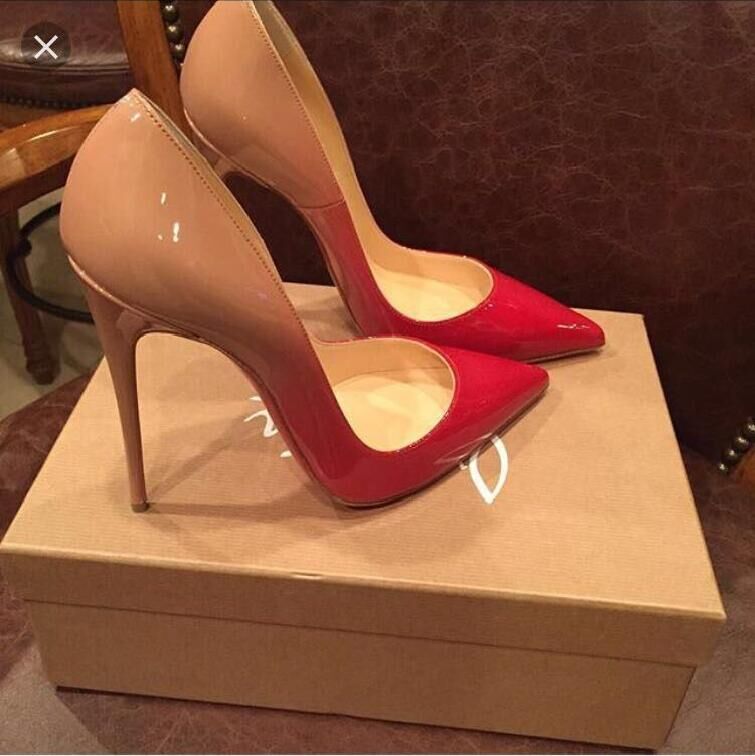 tan red bottom heels