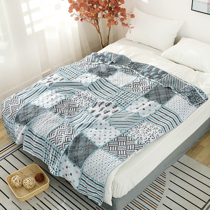 

Cotton Muslin Air Condition Home Bedding Blanket KIds Sleeping Quilt Plaid Newborn Comforter Blankets