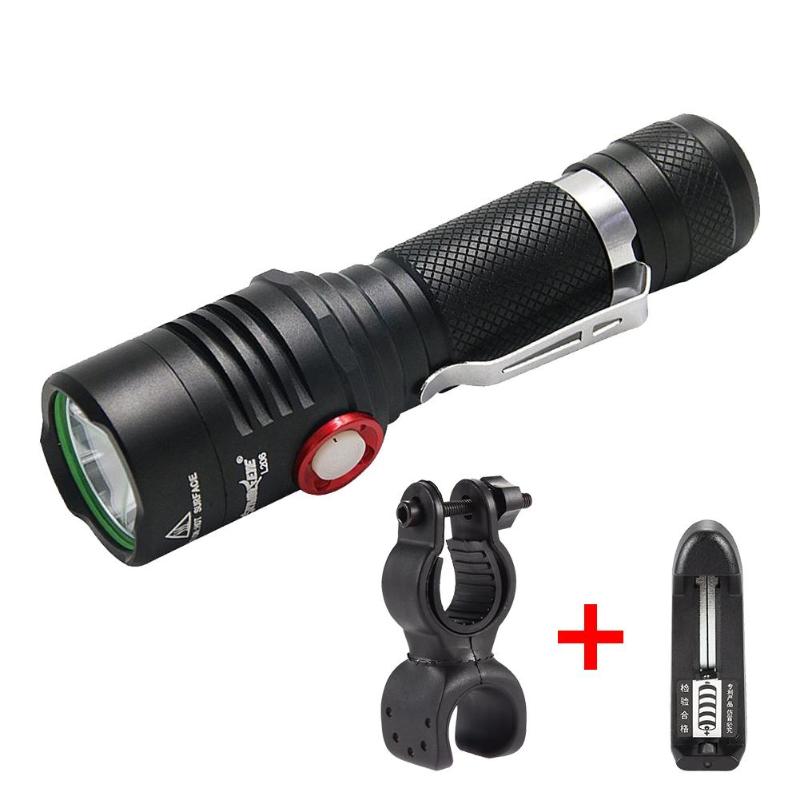 

6000LM 5 Mode T6 LED Torch Lamp Camping Light+Bicycle Holder Clip+AC wall charger