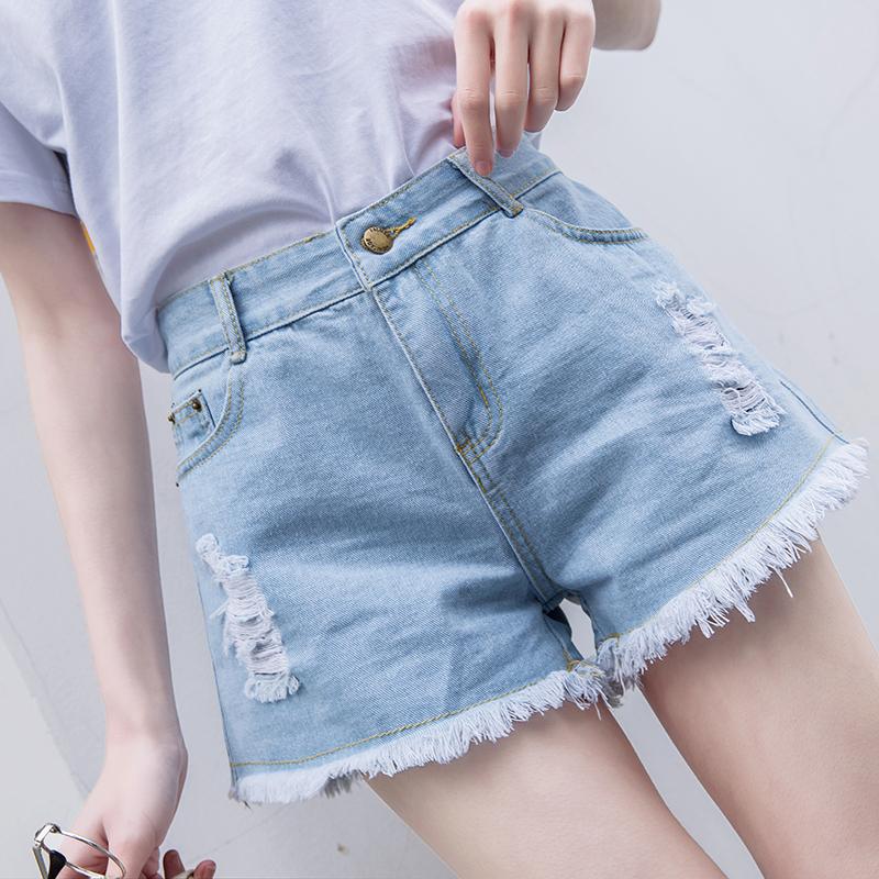 

Cotton High Waist White Black Blue Jean Shorts Women 2020 Summer New Fashion Preppy Girls Ultra Hot Shorts Washed Denim