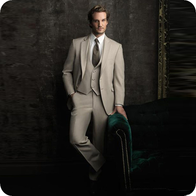 

2020 Mens Suits Beige Custom Made Mans Suit Business Formal Groom Wear Costume Suits Man Casual Slim Blazer Tuxedos Jacket Man Pants Vest, Same as image