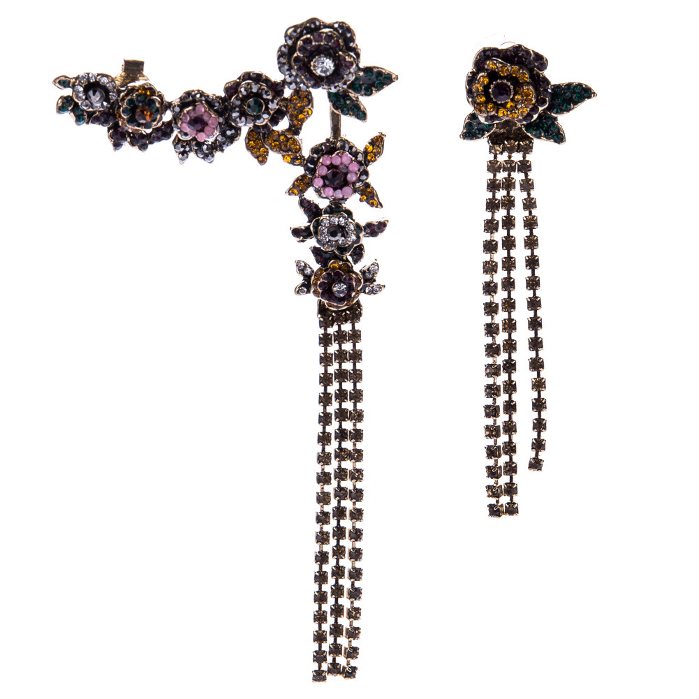 

EH7965 exaggerated diamond flower earrings women's fashion tassel bohemian style