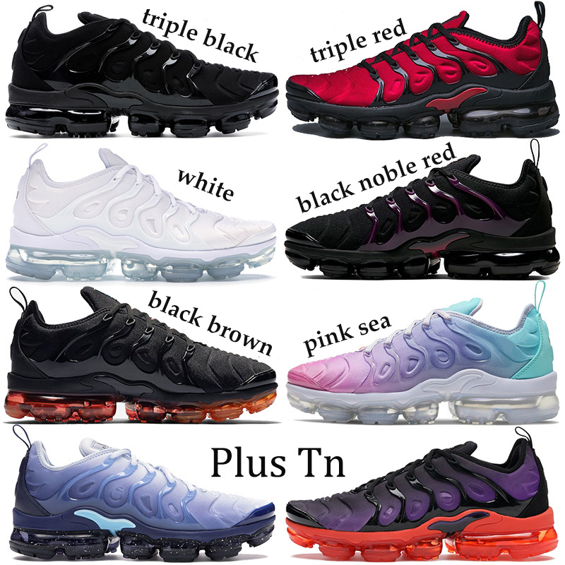 

New release Plus Tn Running Shoes white Men Women Sneakers triple black red pink sea bumblebee dir dye mint orange Trainers EUR 36-45, 6.black noble red