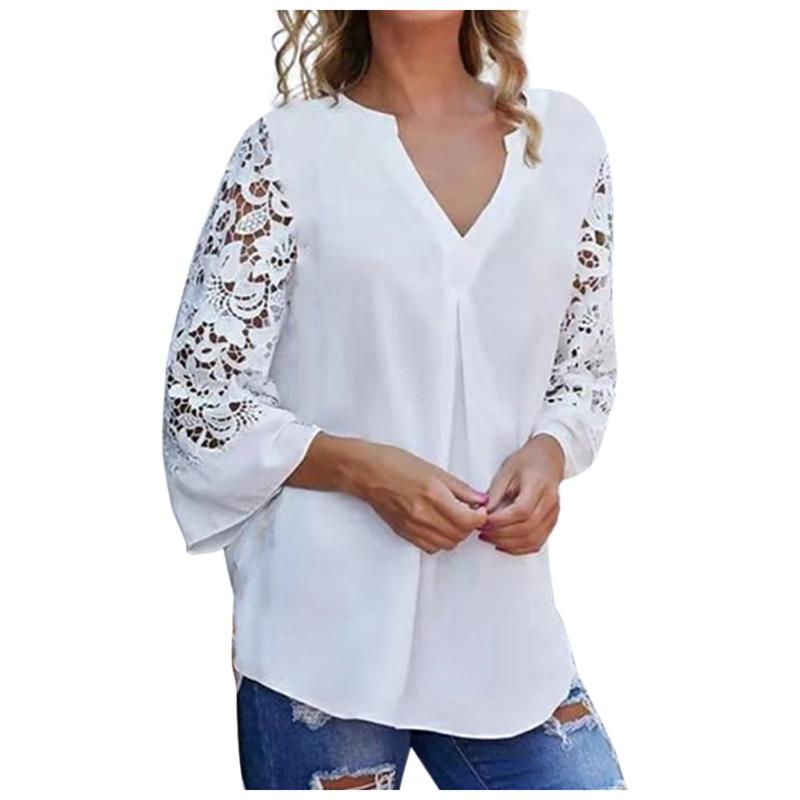 

Vintage Blouse 2020 Women Shirts Lace Patchwork Long Sleeve Floral Bottom Casual Blouse Top Blusas Mujer De Moda 2020