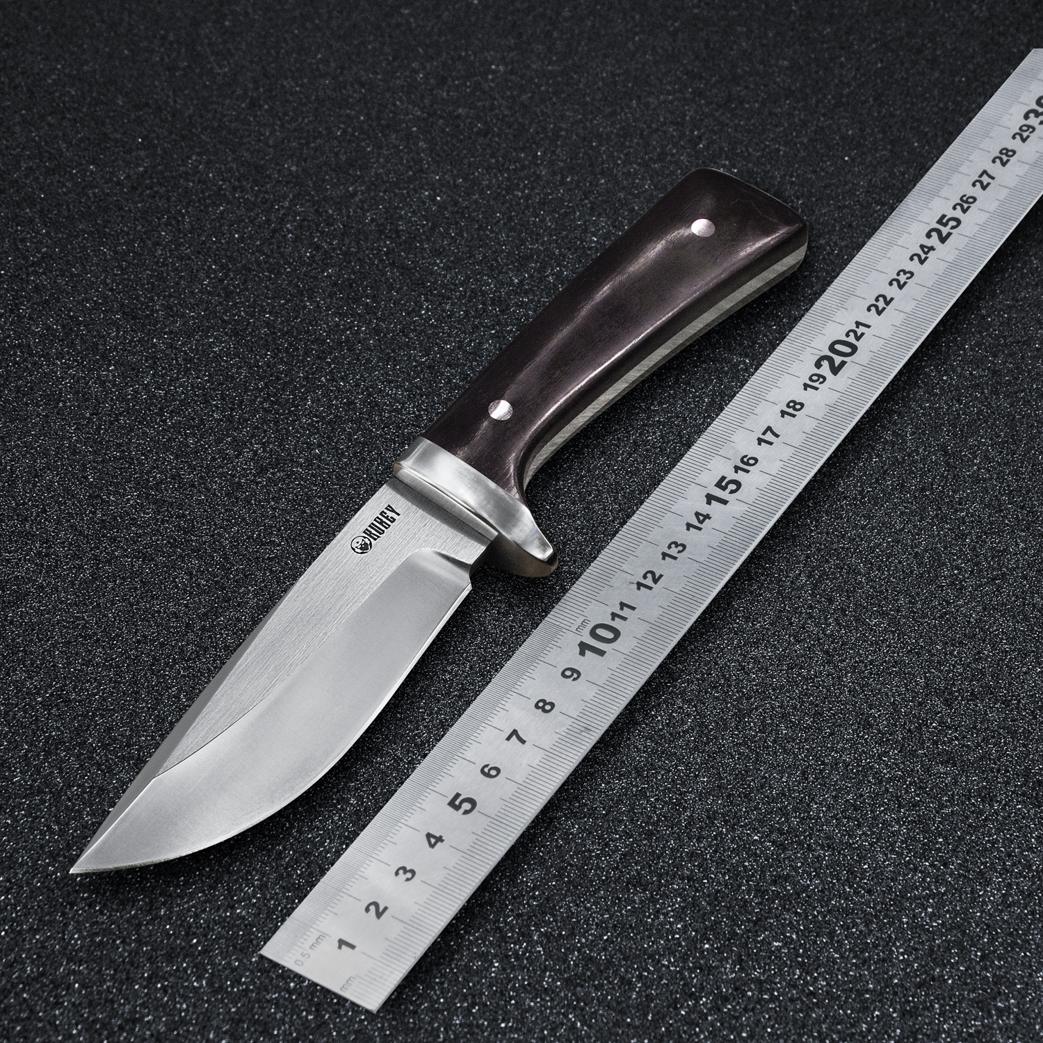 

Kubey Knife [KU160] 9.4in D2 Steel Full Tang Fixed Blade Knife with 4.7in Drop Point Blade and African Blackwoo