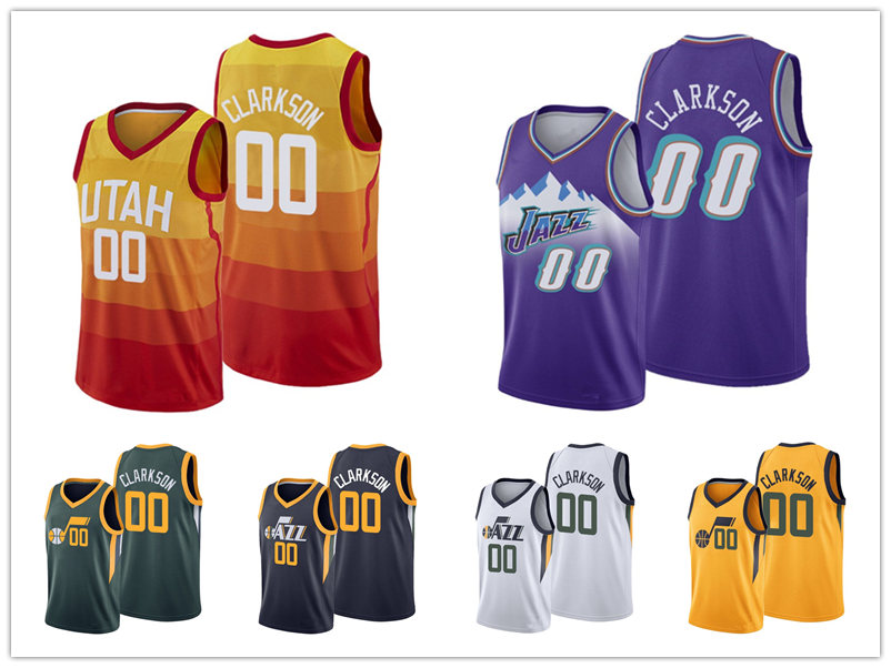 

Jor dan Clarkson UtahJazzMEN #00 White City Classic Icon Statement basketball Jersey