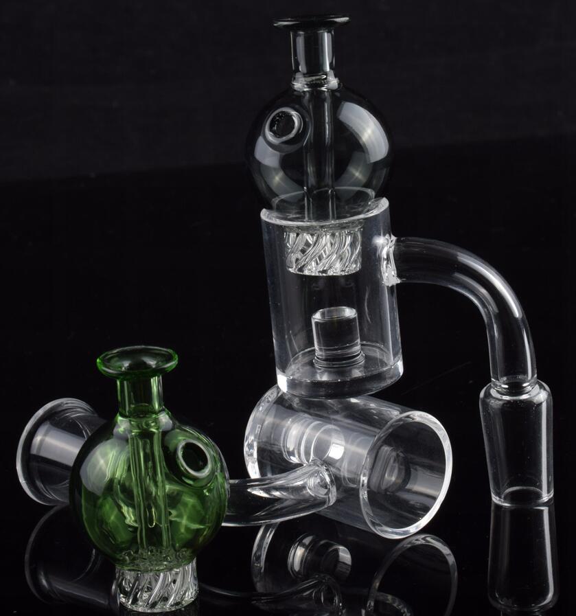 

4mm Clear Bottom Flat Top Core Reactor Quartz Banger 45 90 Gavel Nail With Colored Glass Ball Spinning Carb Cap For Glass Bongs