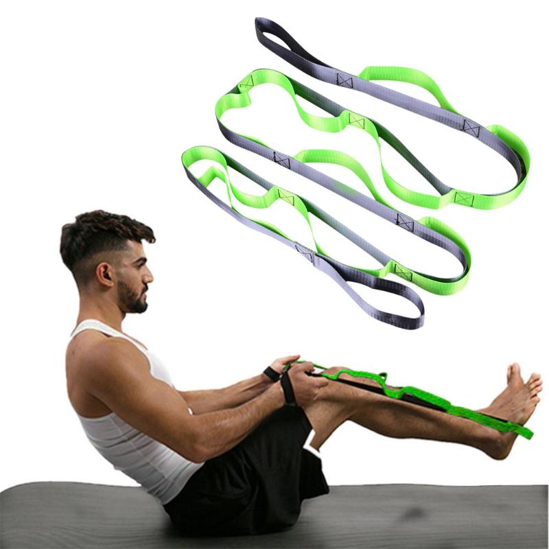 

2M Polyester Multi-loops Yoga Belt Pain Relieve Widen Non-Elastic Stretchable Durable Workout Yoga Pull Bands Accessories, Beige