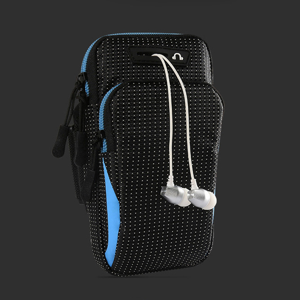 

6.5 inch sports running arm bag gym fitness wrist bag starry appearance jogging exercise mobile phone bag key money card, Coffee