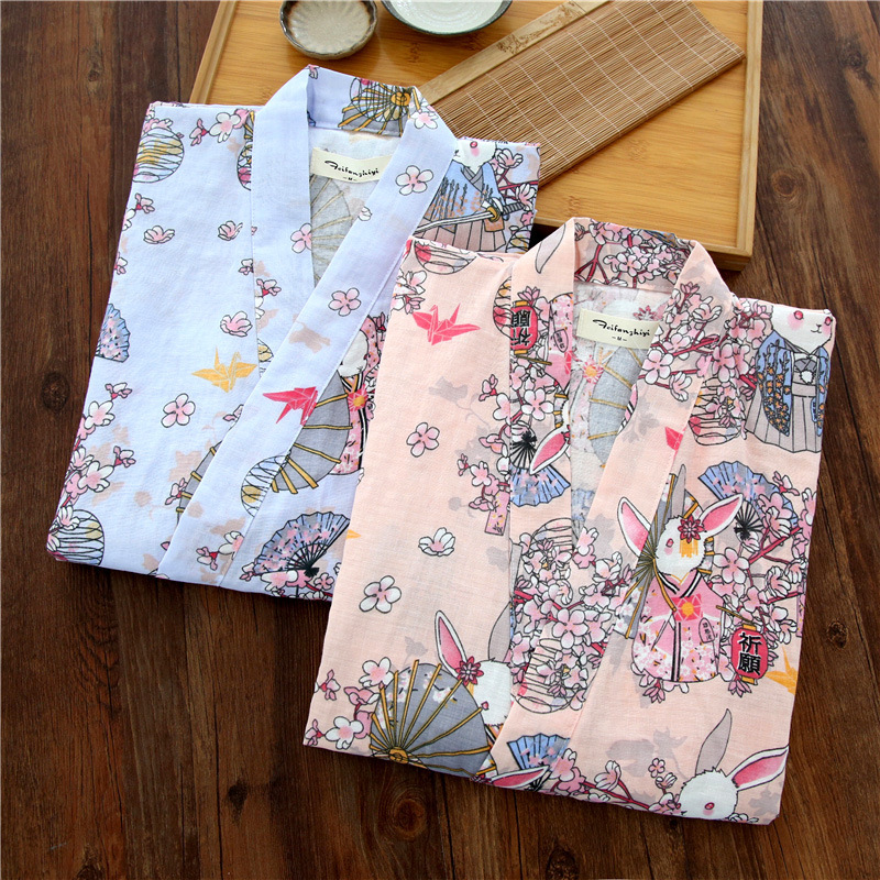 

Japanese Kimono Loose Cardigan Pajamas Set Cotton Woman Yukata Femme Summer Short Sleeve Pijama Kimono Mujer Home Serve Suit