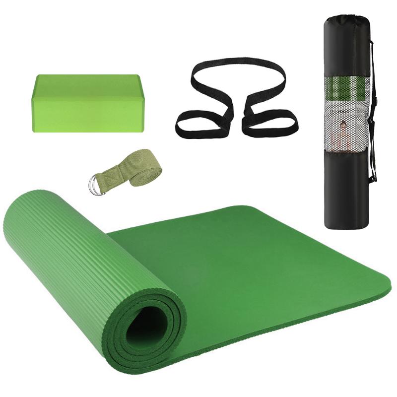 

Yoga Exercise Set Gym Yoga Mat Blocks Stretching Strap Block Home Fitness Equipment With Mat Storage Pouch And Strap, Red