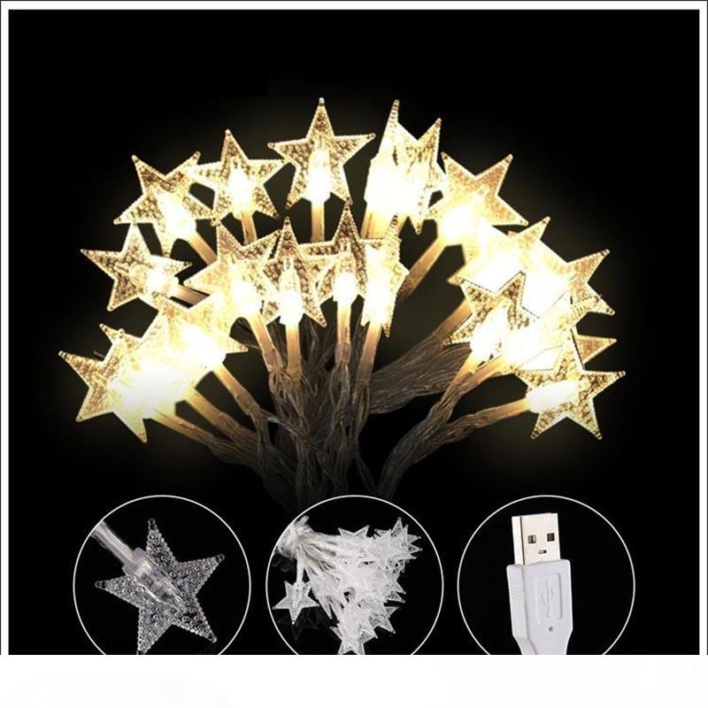 

Led Christmas String Fairy lights LED Star Decoration Fairy Light USB 20 40 Leds Copper Wire Lamp Indoor Outdoor Christmas Wedding