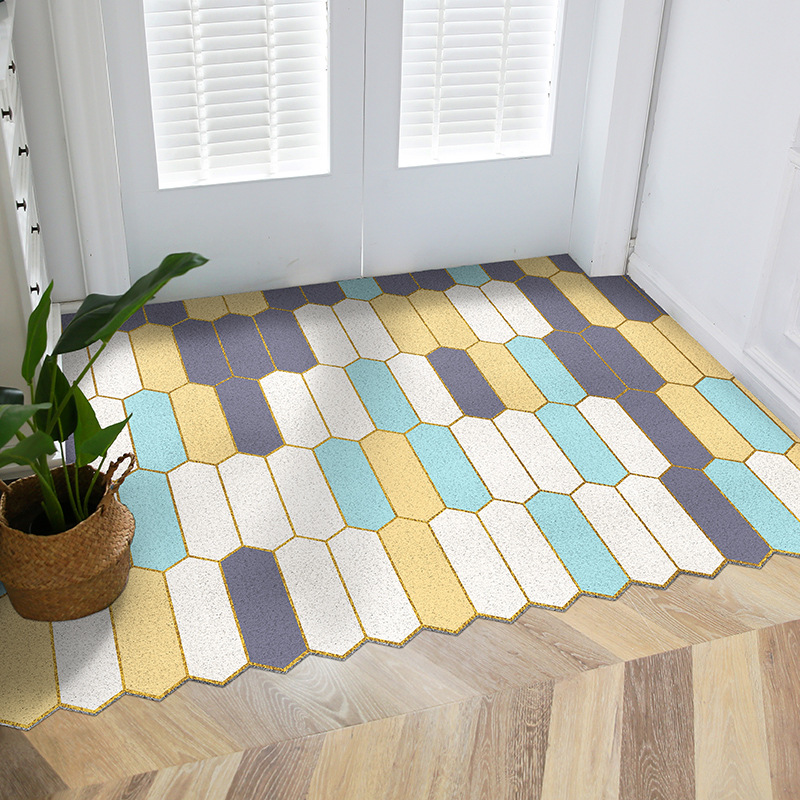 

Nordic ins fish scale geometry Entrance hall carpet PVC wire loop mat INS Door mat Living room floor bathroom non-slip rug, C-rectangle