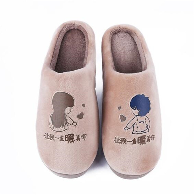 

Men's Winter Plush Slippers Cartoon Couple Home Shoes Men's Fur Slides Indoor Warm Home Cotton Shoes Ladies Furry Flip Flops Hot, As shown
