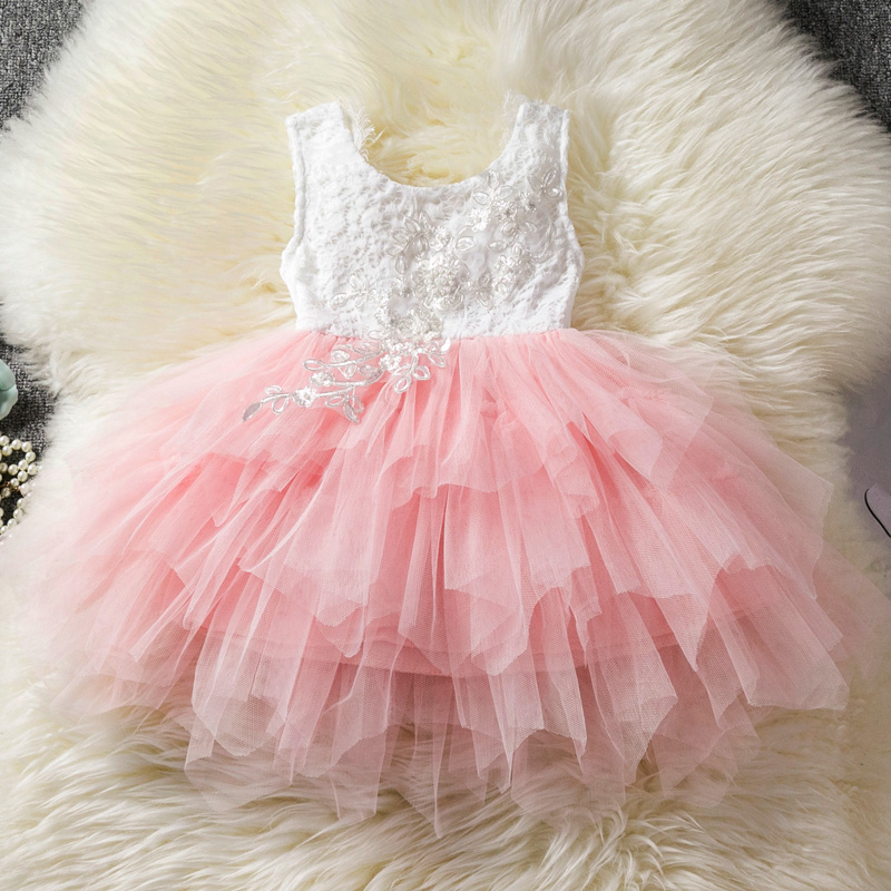 

Flower Girl Baby Dress Casual Wear Tutu Kids Dresses Girl Clothes Party Princess Birthday Baby Children Clothing Dress Vestidos, White