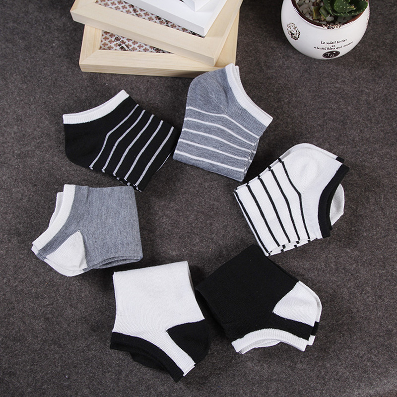 

3/4/5/6pair Men's Socks Breathable No Show Invisible Ankle Socks White Black Gray Cotton Solid Color Comfort Boat Sock, 5pair black