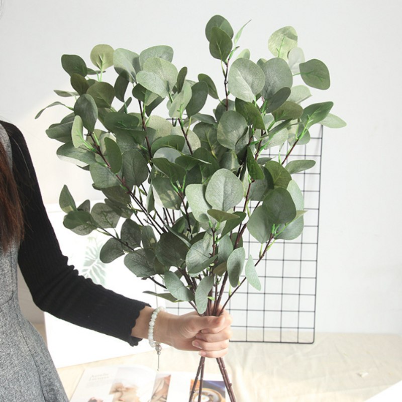 

Artificial green grass plant plastic fake flowers simulation eucalyptus leaves bouquet home garden shop table decor Money Grass