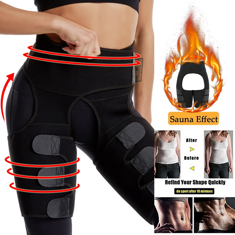

3 in 1 Women Hot Sweat Slim Thigh Trimmer Leg Shapers Push Up Waist Trainer Pants Fat Burn Neoprene Heat Compress Slimming belt, E671189