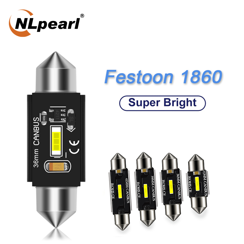 

NLpearl 2x Signal Lamp C5W LED Canbus Bulb 31mm 36mm 39mm 41mm Festoon Light CSP C10W LED Auto Interior Reading Lamps Dome Light, As pic