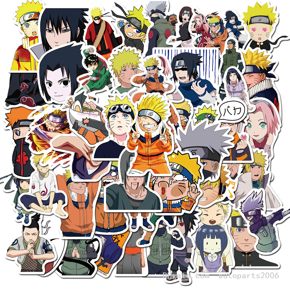 

50Pcs Animel Cartoon NARUTO Stickers Pack Non-random Graffiti Car Bike Luggage Sticker Laptop Skateboard Motor Water Bottle Decal, Multi-color